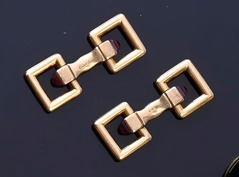 CARTIER Paar Bügel-Manschettenknöpfe aus 18-karätigem Gold (750e), verziert mit &hellip;
