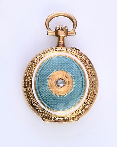 Null Reloj de cuello en oro de 18 quilates (750º), esfera esmaltada en blanco co&hellip;