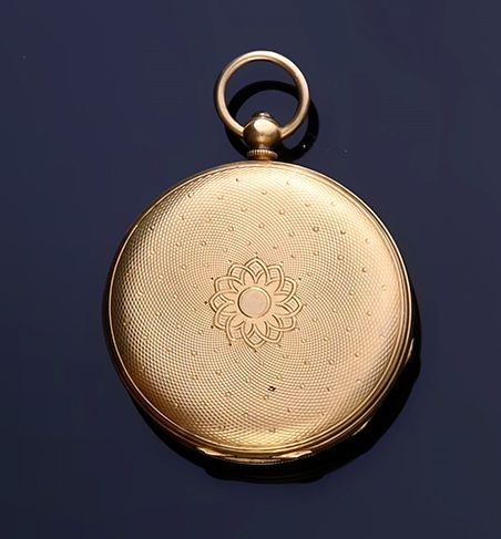 Null Montre de col en or 18k (750e) (doublure en métal) le dos guilloché en rosa&hellip;