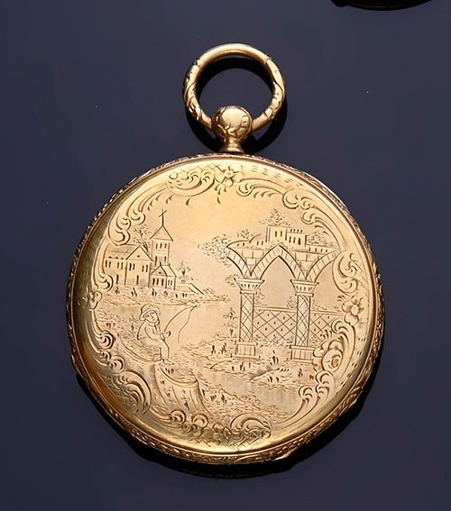 Null Orologio da tasca in oro 18 carati (750°), con il fondello inciso con un pa&hellip;