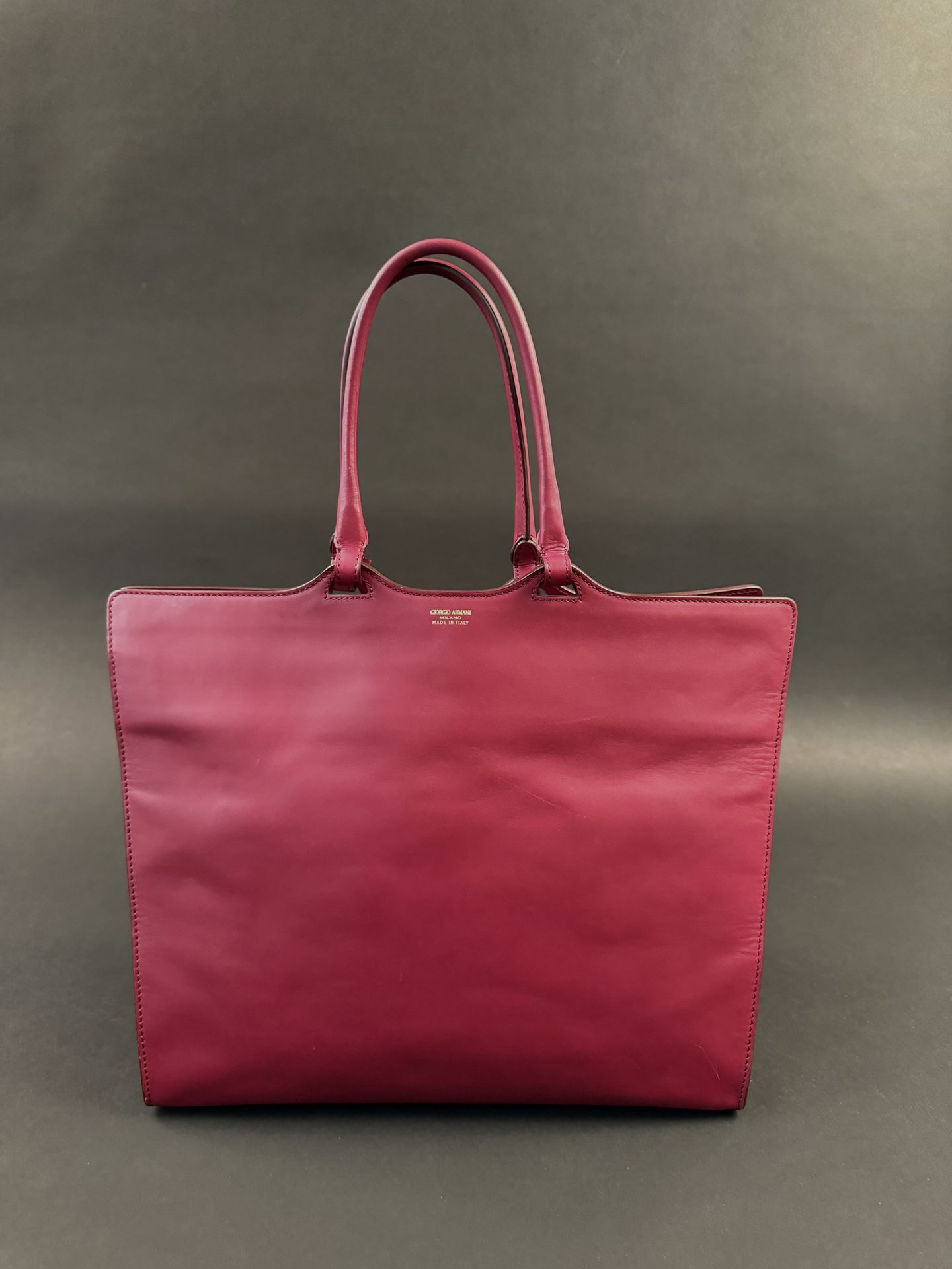 Null GIORGIO ARMANI, burgundy smooth leather handbag, In its pouch, Good conditi&hellip;