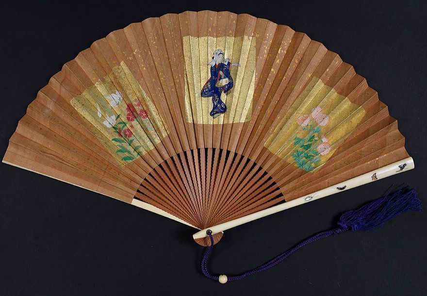 Null Danseuse, Japon, vers 1900
Eventail plié feuille double en soie peinte d'un&hellip;