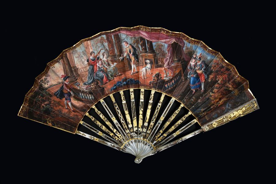 Null Concert espagnol, vers 1770-1780
Eventail plié feuille double en peau peint&hellip;