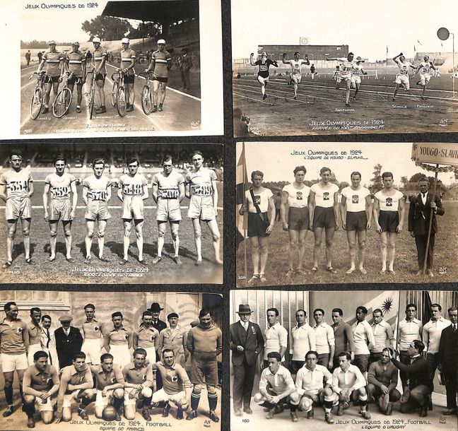 Null Set of 15 postcards representing athletics, cycling, football, fencing and &hellip;