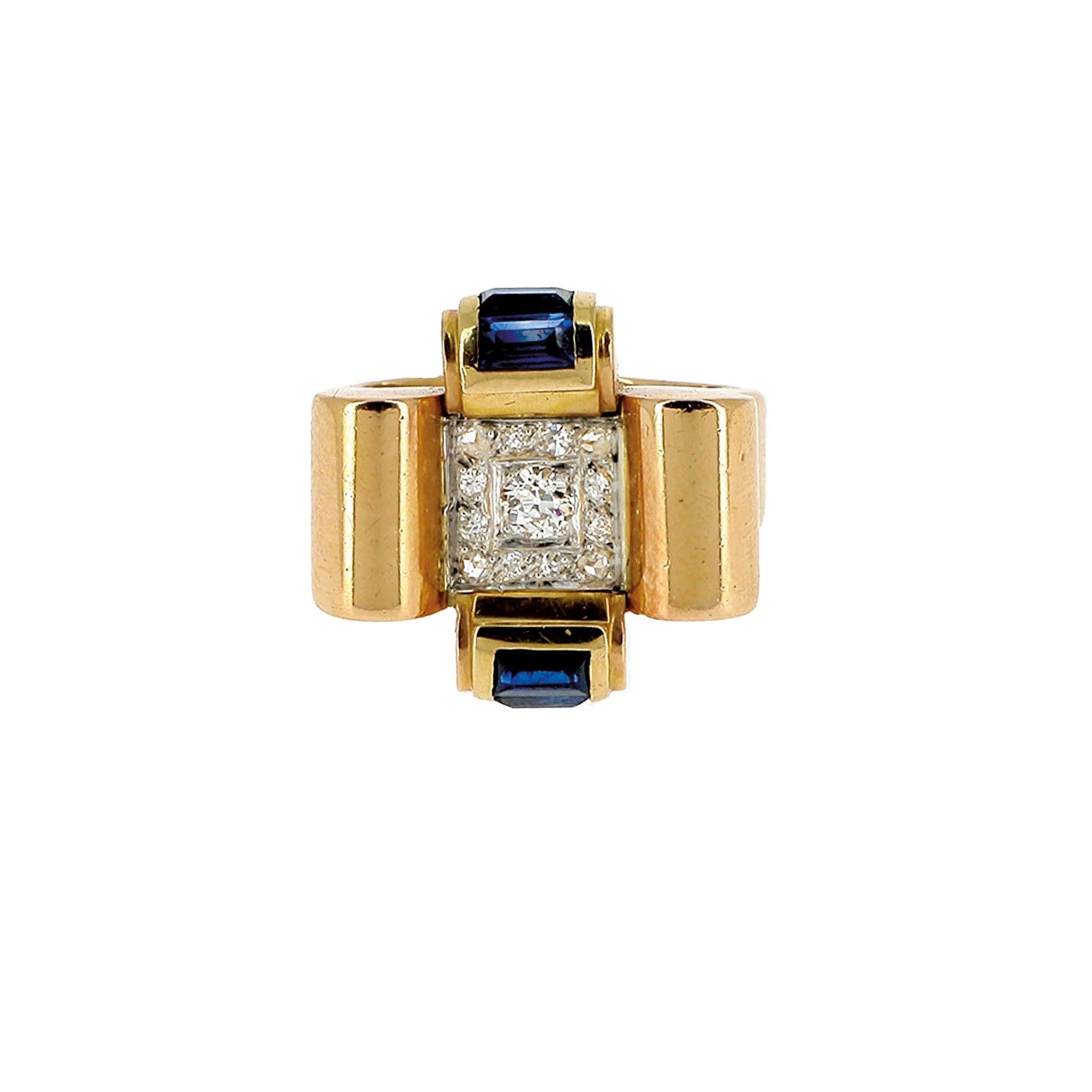 Null 40'S RING

Yellow gold, diamonds and sapphires. 

A diamond, sapphire and 1&hellip;