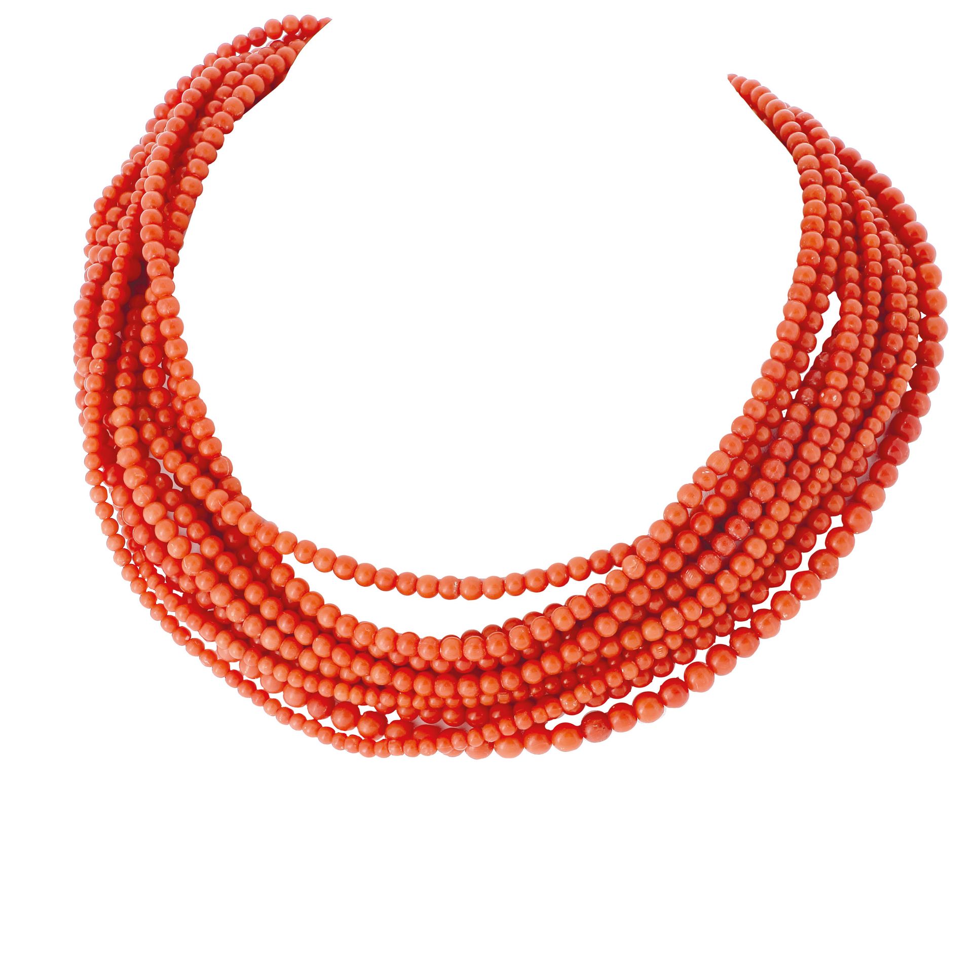 Null NECKLACE

made of multiple rows of coral beads. The clasp in silver snap ho&hellip;