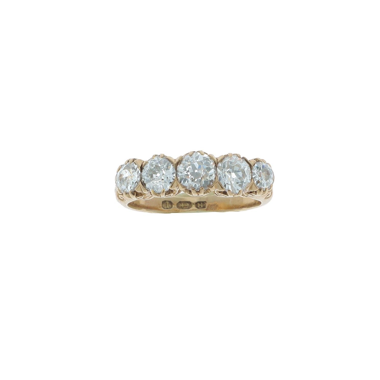 Null RIVER RING

yellow gold, set with a series of five old-cut diamonds. 

A di&hellip;