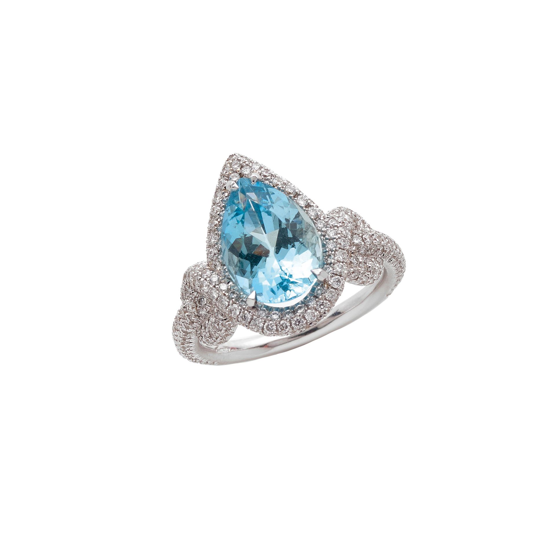 Null PRETTY RING 

A diamond and 18k gold ring set with a pear shaped aquamarine&hellip;