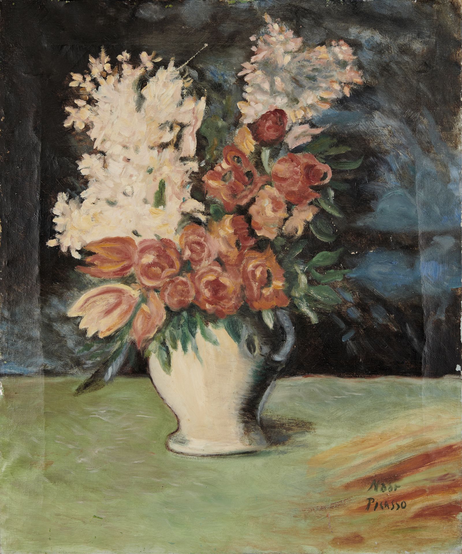 Null Ecole moderne début Xxème siècle 

Bouquet de fleurs

Huile sur toile 

Sig&hellip;