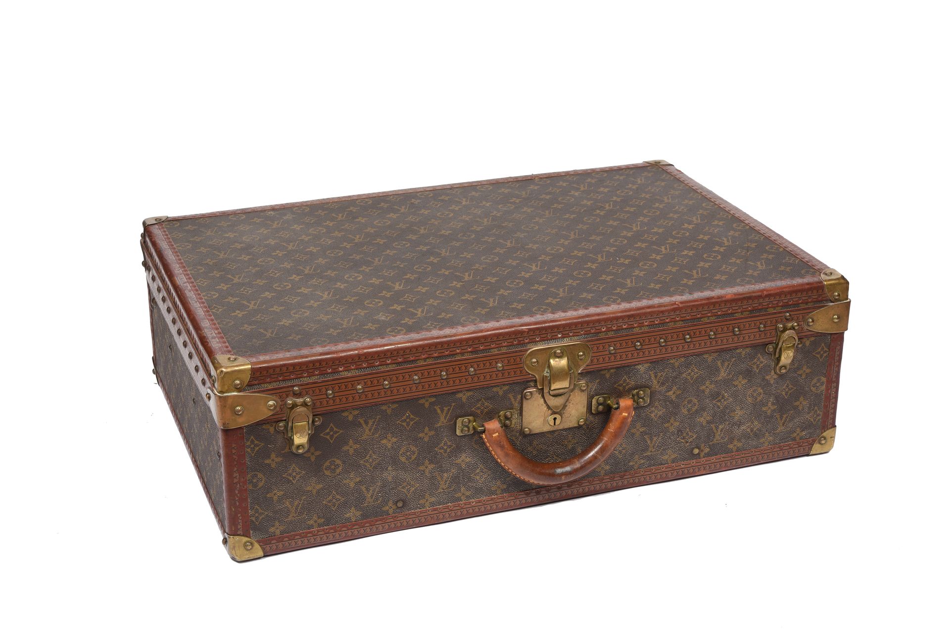 Null LOUIS VUITTON 

Alzer" suitcase in Monogram canvas, lozined edges, gilded b&hellip;