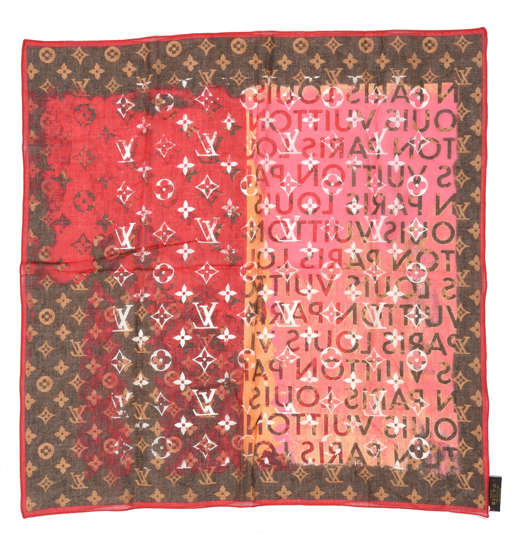 Louis Vuitton Red Printed Silk Square Scarf Louis Vuitton