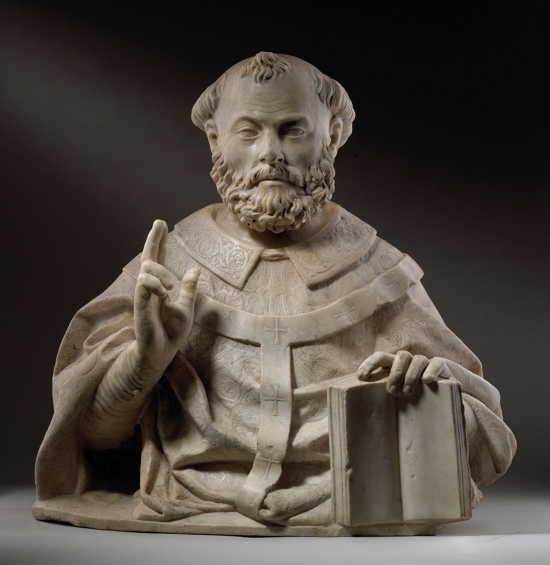 Null BUST OF A SAINT BISHOP

Italy, Venice, Xth century

Marble

66 x 66 x 33 cm&hellip;