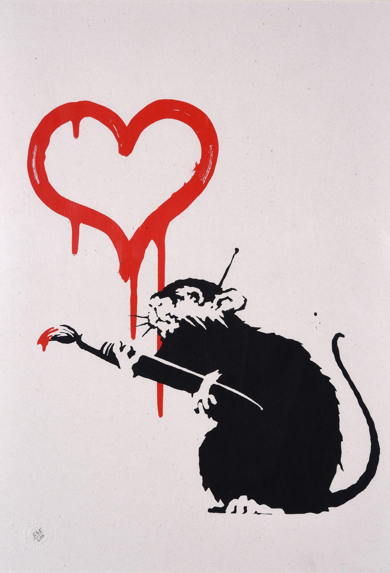 Null 班克西 (1974年出生)

爱鼠, 2004

彩色丝印

墙上的图片版，伦敦，有他们的干章

左下角有铅笔编号565/600

50 x 35 c&hellip;