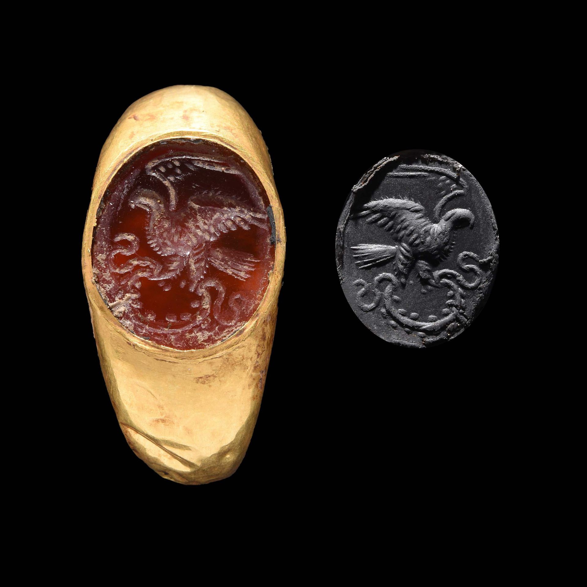 Null RING

Eastern Mediterranean, 2nd century.

Gold, set with an intaglio on ca&hellip;