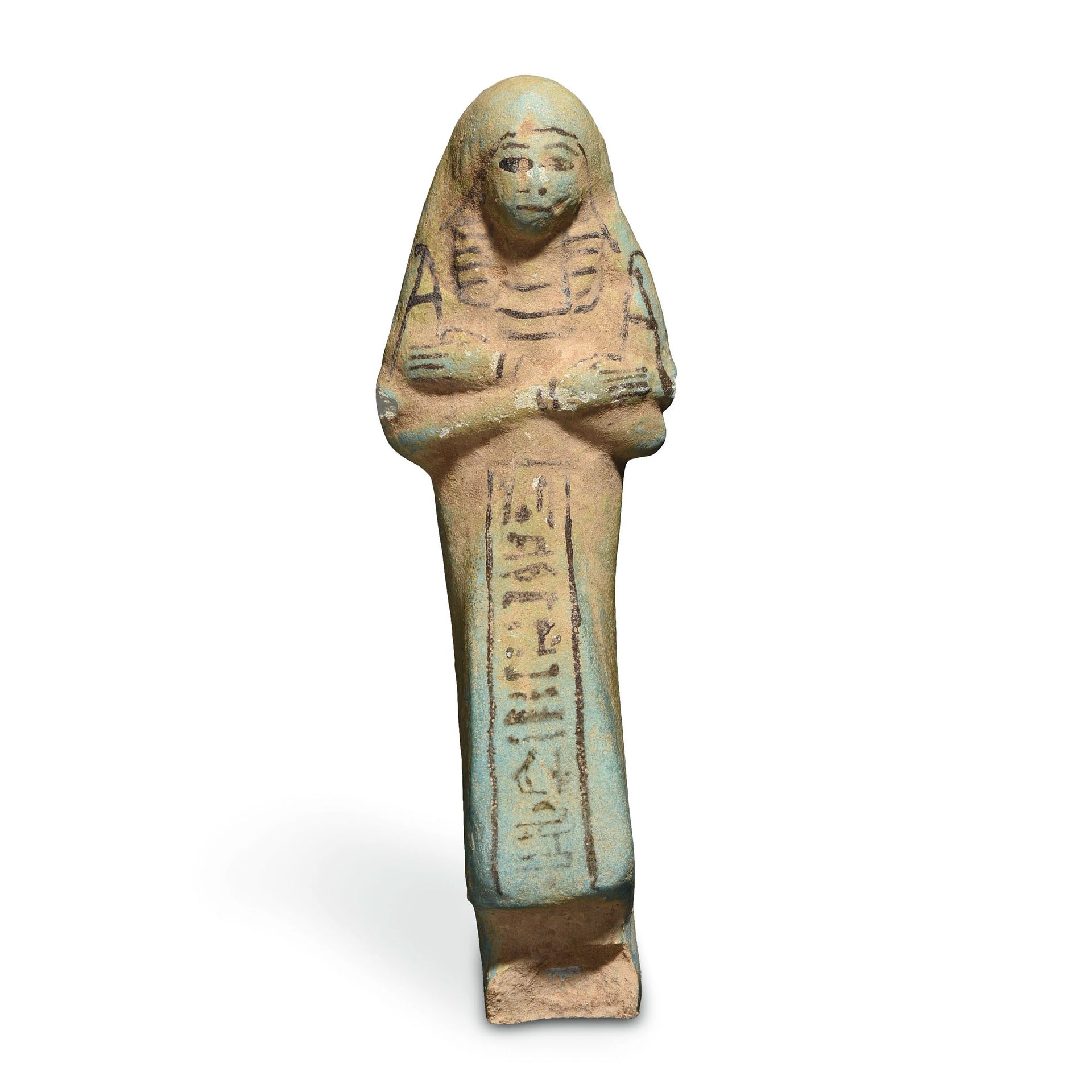 Null 活着的人的服装中的oushabti

埃及，第三中间时期，公元前1070-664年

硅质陶器，蓝釉和黑色颜料。失踪。

高约12厘米



出处

&hellip;