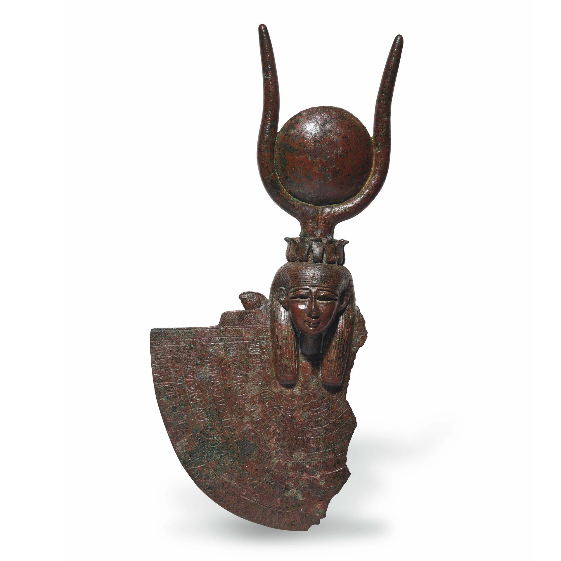 Null 伊斯兰-哈托尔的重要支持

埃及，晚期，公元前664-332年

带有绿色和红色铜锈的青铜器

H.29厘米



出处

原雅克-让-克莱尔收藏（1&hellip;