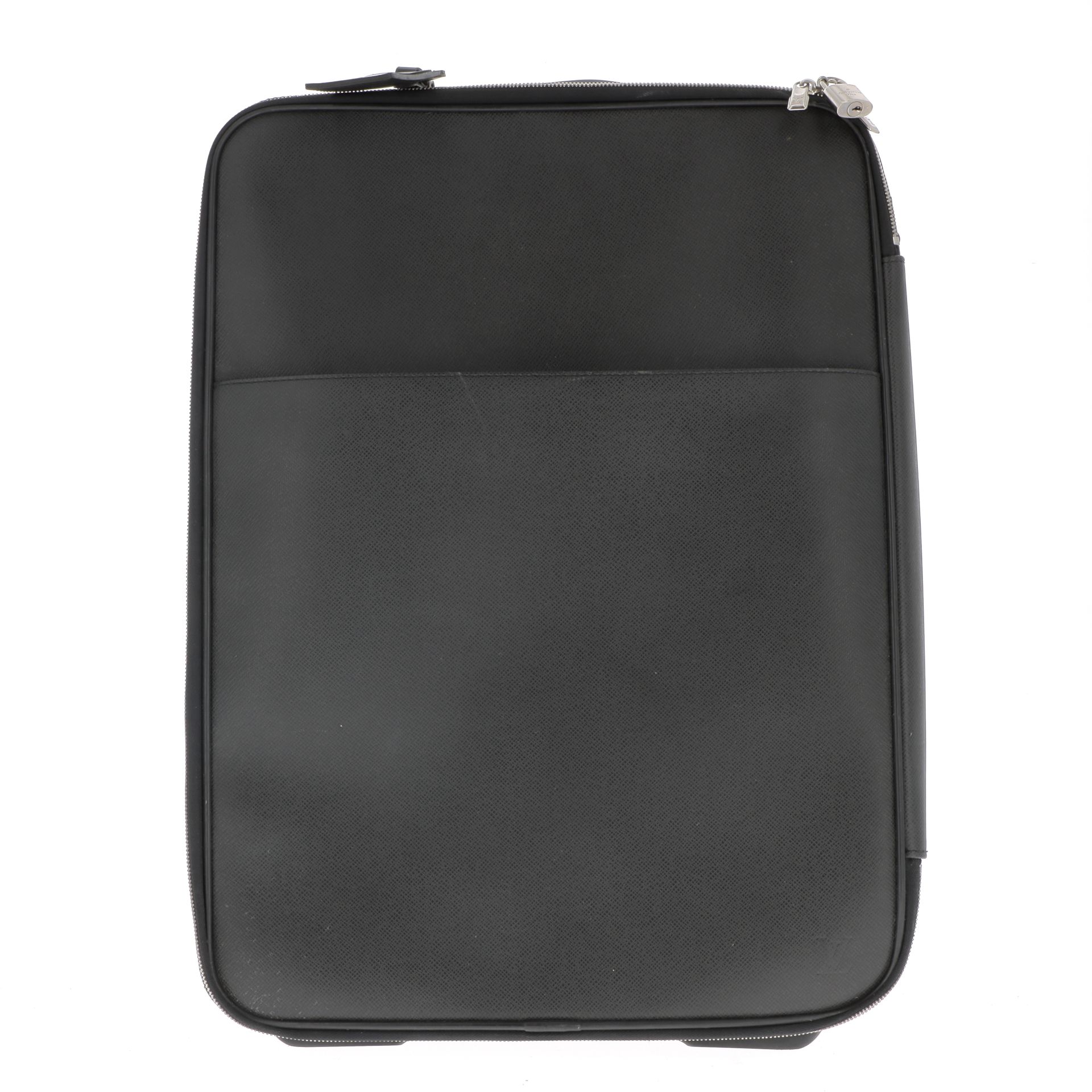 Null LOUIS VUITTON 

Koffer "Pegase" 55 cm aus schwarzem Taiga-Leder, silberfarb&hellip;
