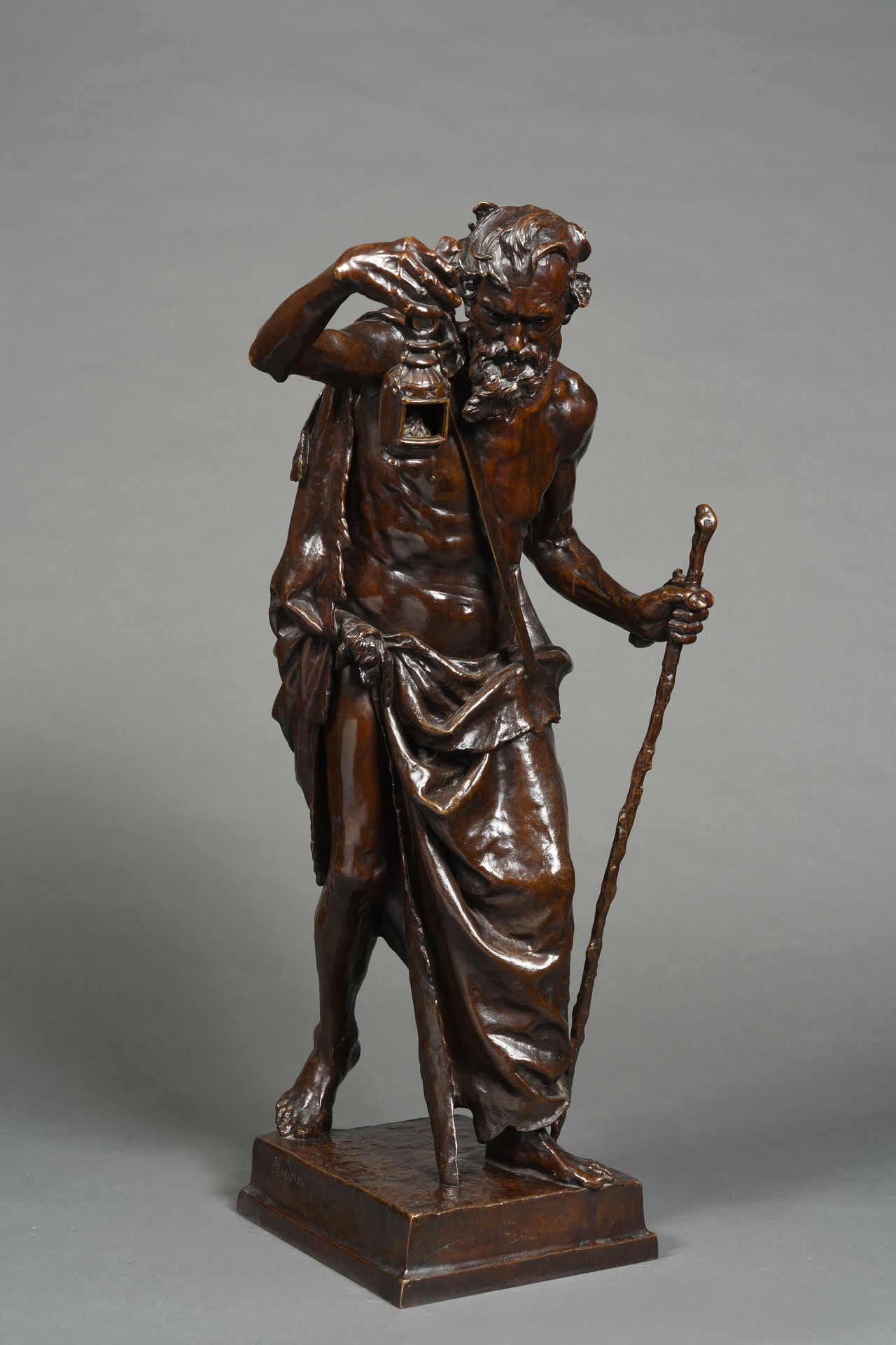 EUGÈNE MARIOTON (1854-1933) 
Diogène à la lanterne 
Epreuve en bronze à patine b&hellip;