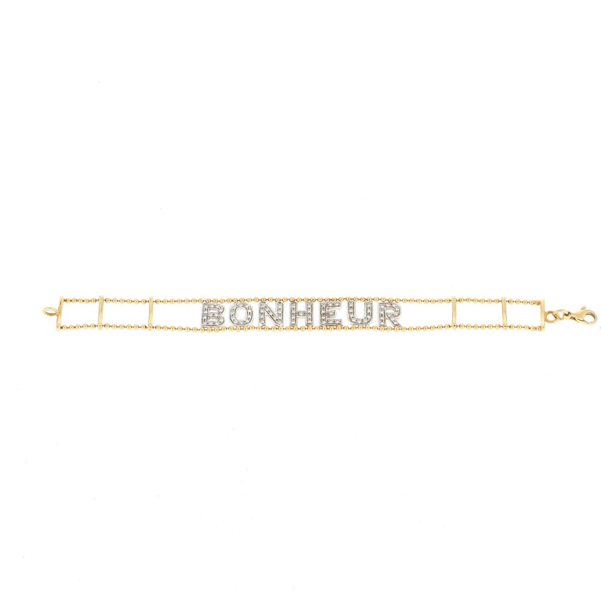 Null BRACELET BONHEUR
en or jaune, les lettres serties de petits diamants sur or&hellip;