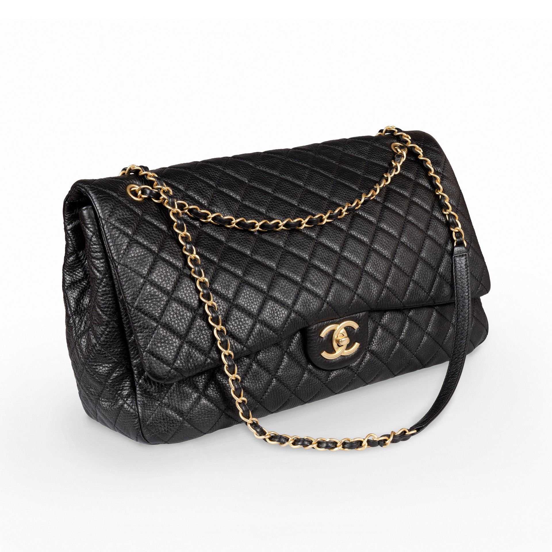CHANEL Classique XXL 42cm bag in black quilted caviar …
