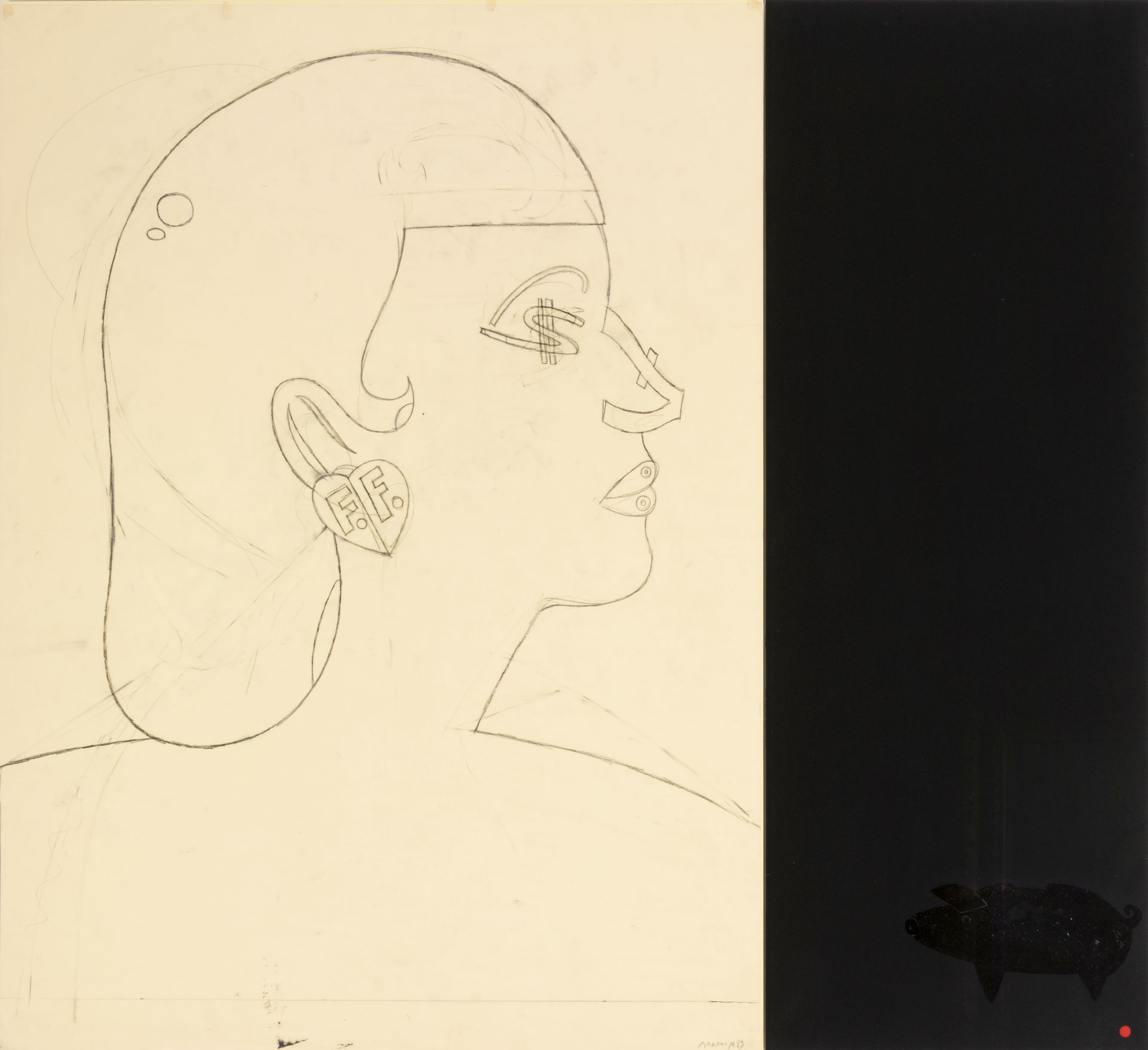 Null EDUARDO ARROYO (Madrid, 1937-2018).

" Argent ", 1989.

Fusain et graphite &hellip;