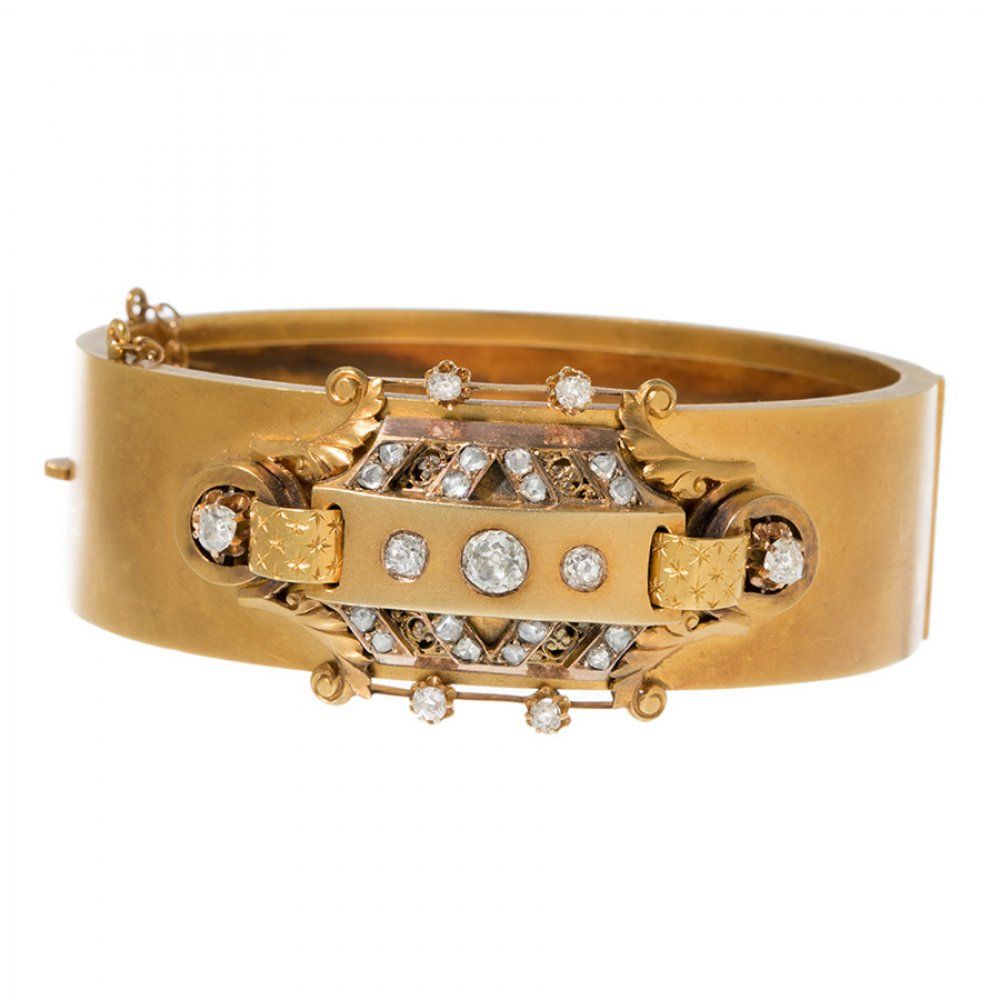 Bracelet in 18k yellow gold with diamonds, estimated weight 0.50 ct. S XIX Bracc&hellip;