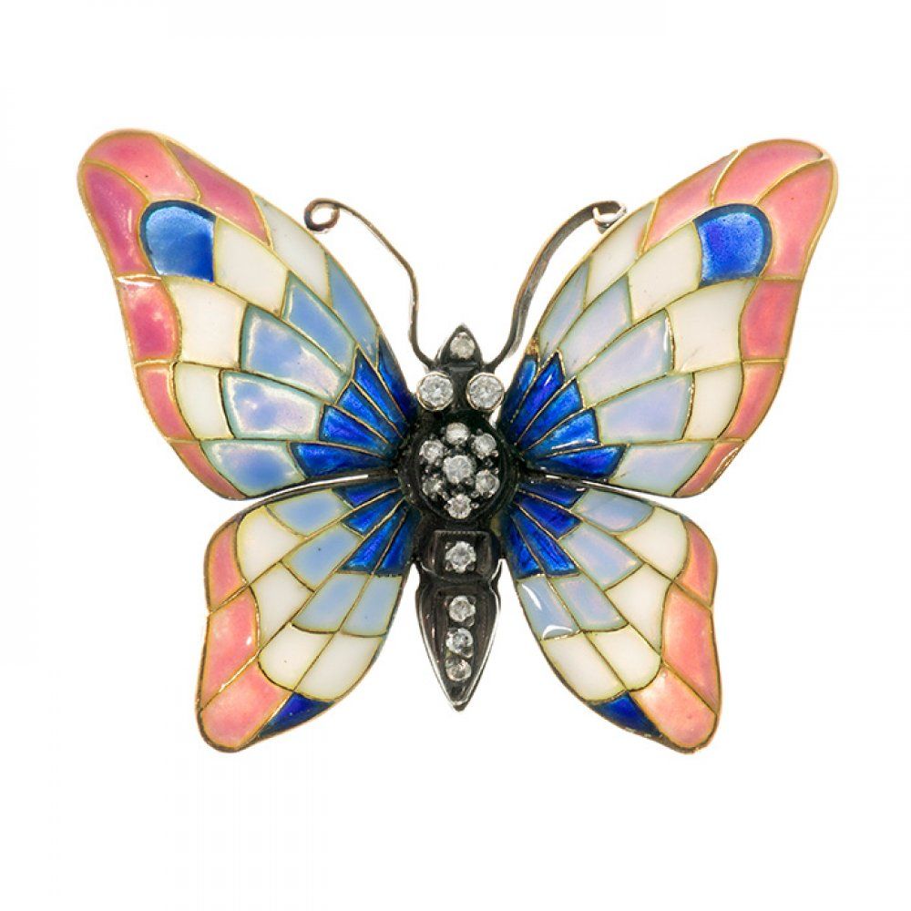Brooch pin with butterfly motif with polychrome enamel. Broche avec motif de pap&hellip;