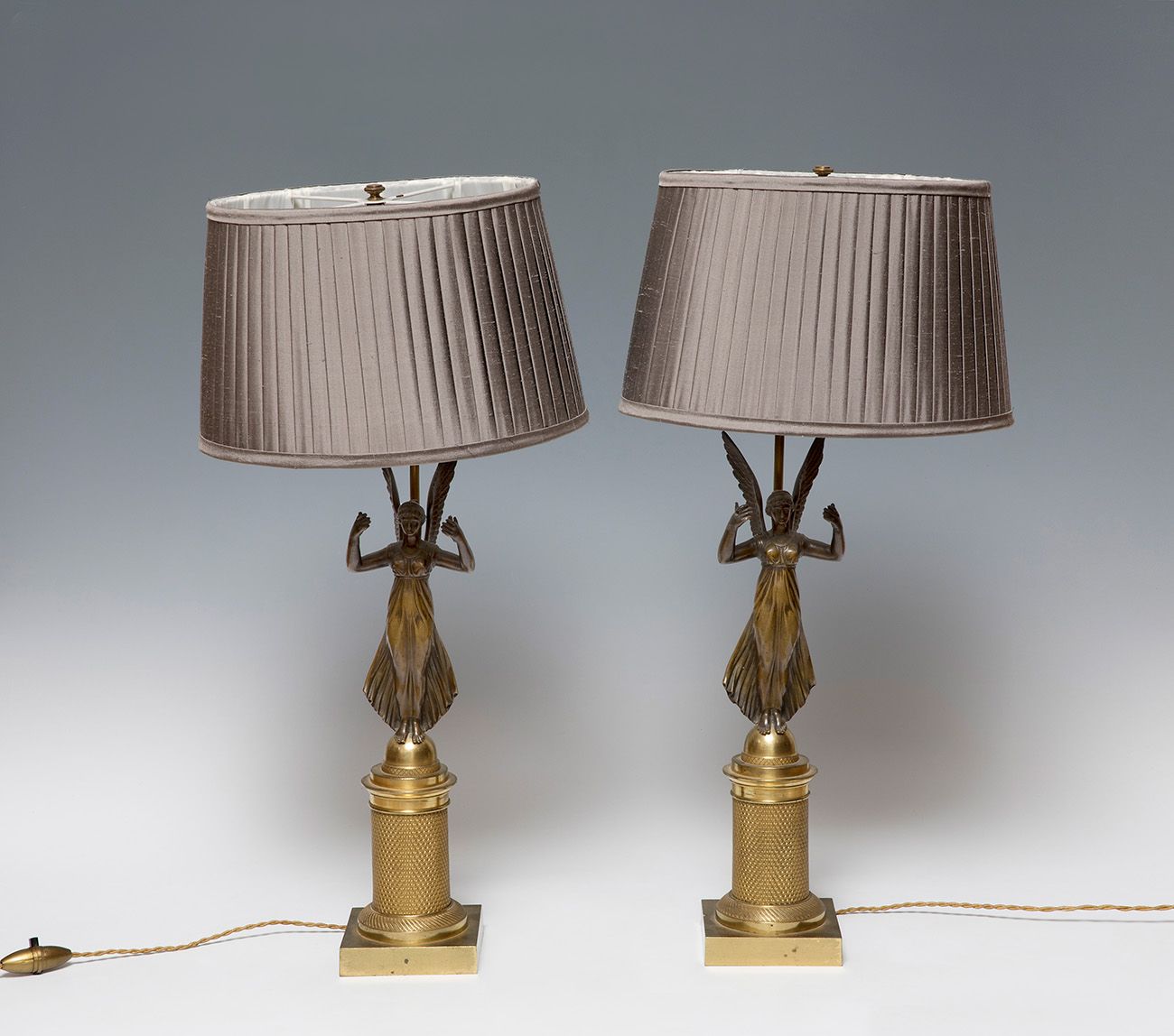 Pair of lamps; following PIERRE-PHILIPPE THOMIRE (1751-1843) models, late 19th c&hellip;