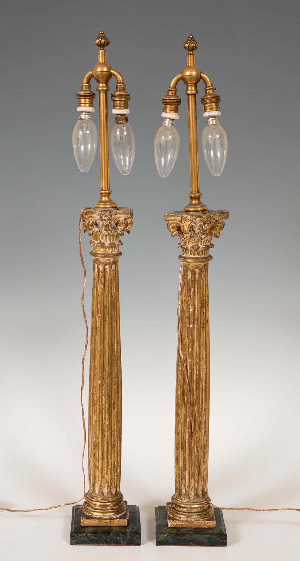 Pair of lamps, following 17th century models; early 20th century. Coppia di lamp&hellip;