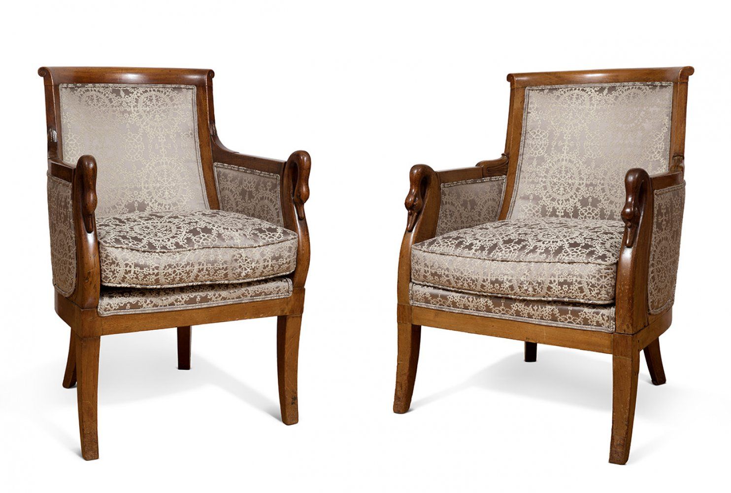 Pair of Bergère armchairs, Restoration Style; France, c 1830. Paire de fauteuils&hellip;