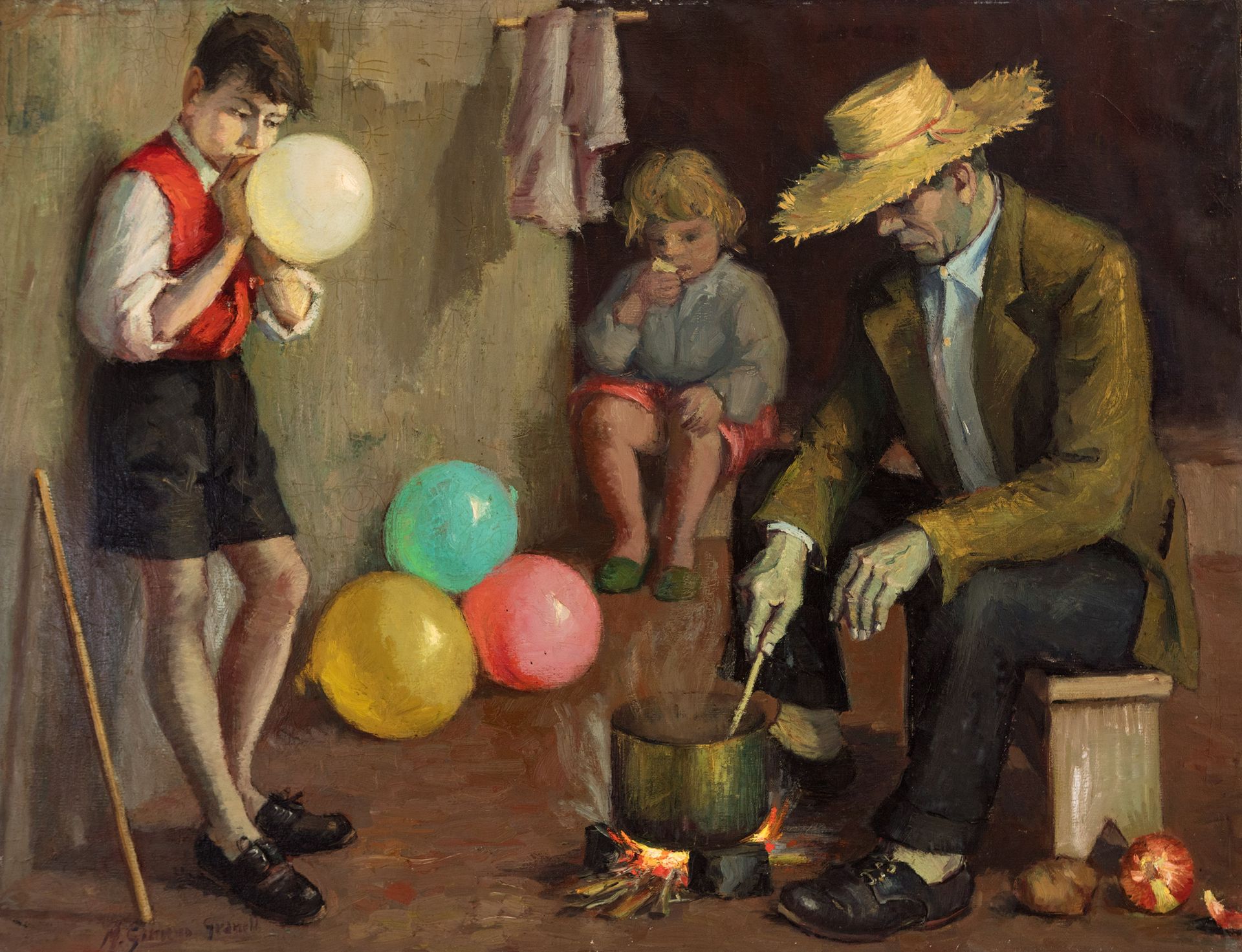 Null MANOLO GIMENO GRANELL (Algimia de Almonacid, 1933).
"Family".
Oil on canvas&hellip;