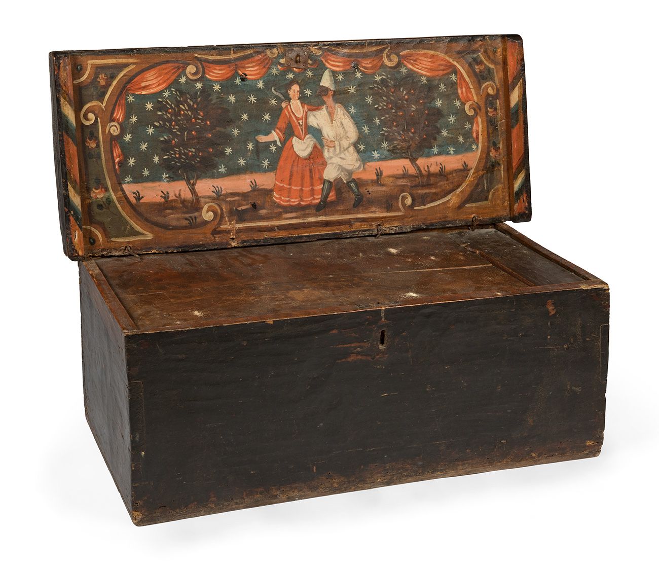 Null Cassapanca da marinaio del XVII-XVIII secolo.
In legno, con coperchio polic&hellip;