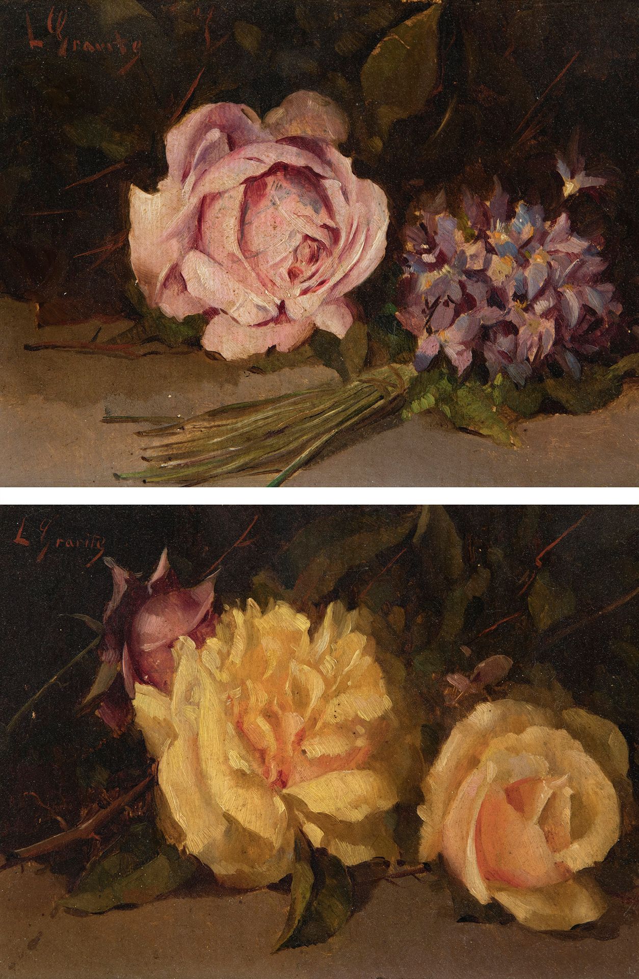 Null LUIS GRANITE Y TEJADA (Malaga, 1859-1901).
"Fleurs".
Huile sur panneau.
Sig&hellip;