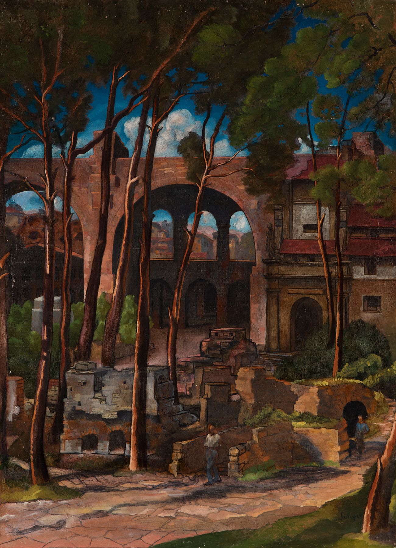 Null JOAQUIN SUNYER DE MIRÓ (Sitges, Barcelona, 1874 - 1956) 。
"罗马图片与马克森提斯大教堂"。
&hellip;