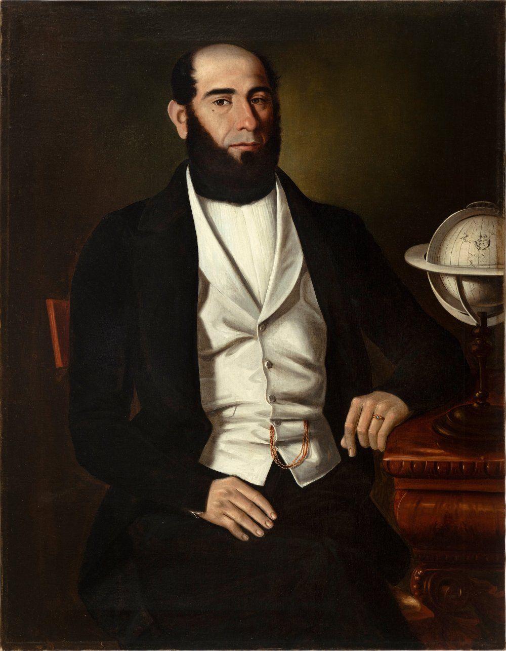 Null Escuela española de ca. 1840-1850.
"Gentleman.
Óleo sobre lienzo.
Con marco&hellip;