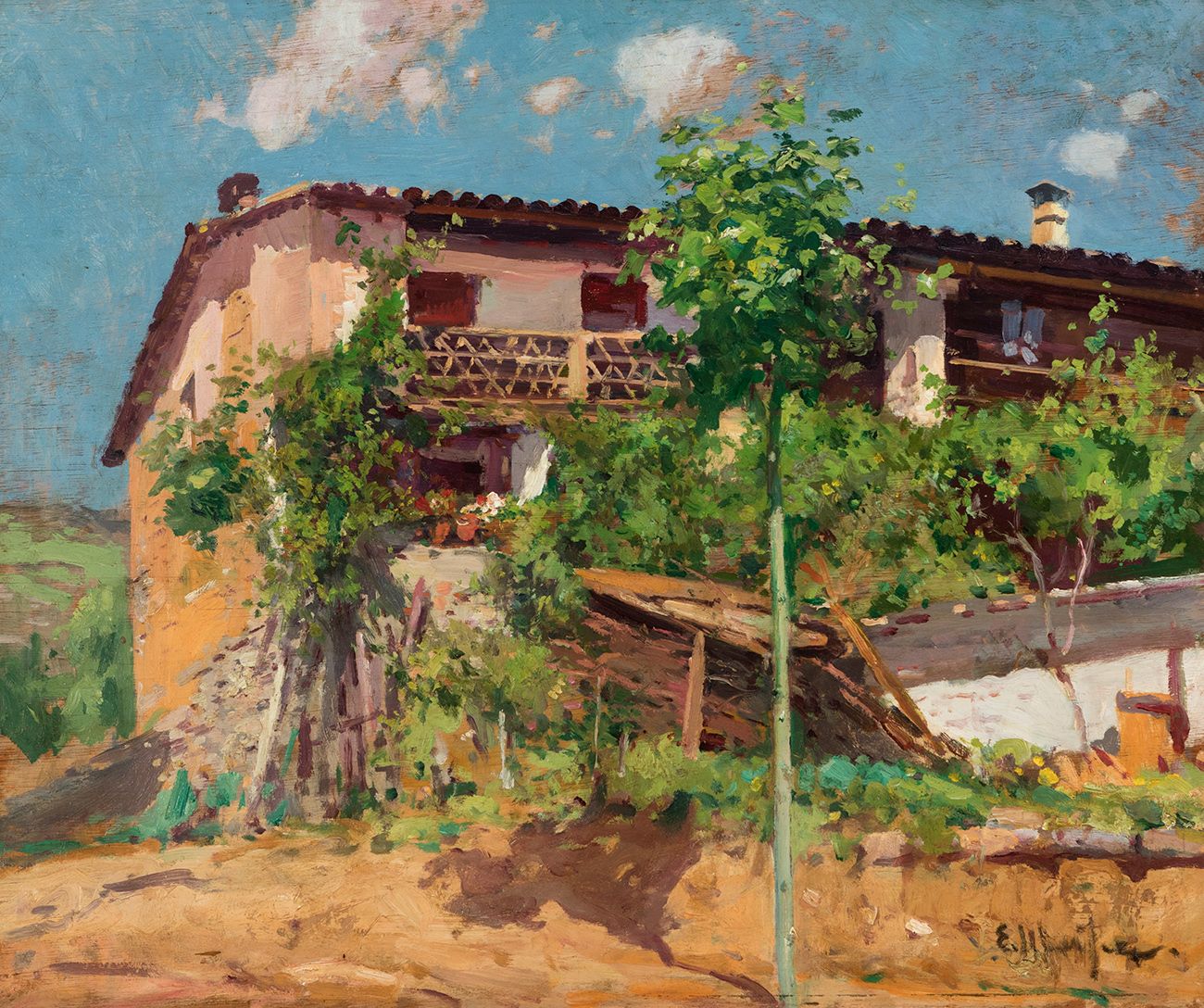 Null ELISEO MEIFRÈN ROIG (Barcelona, 1857 - 1940).
"Casa de Montesquiu.
Oil on p&hellip;