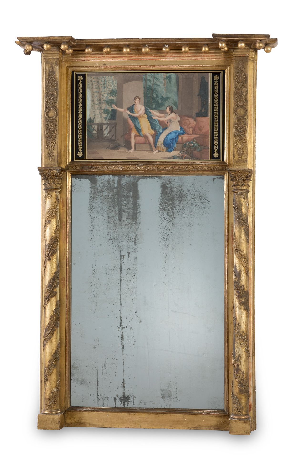 Null Miroir Trumeau. France, XVIIIe siècle.
Bois sculpté et doré.
Avec une gravu&hellip;