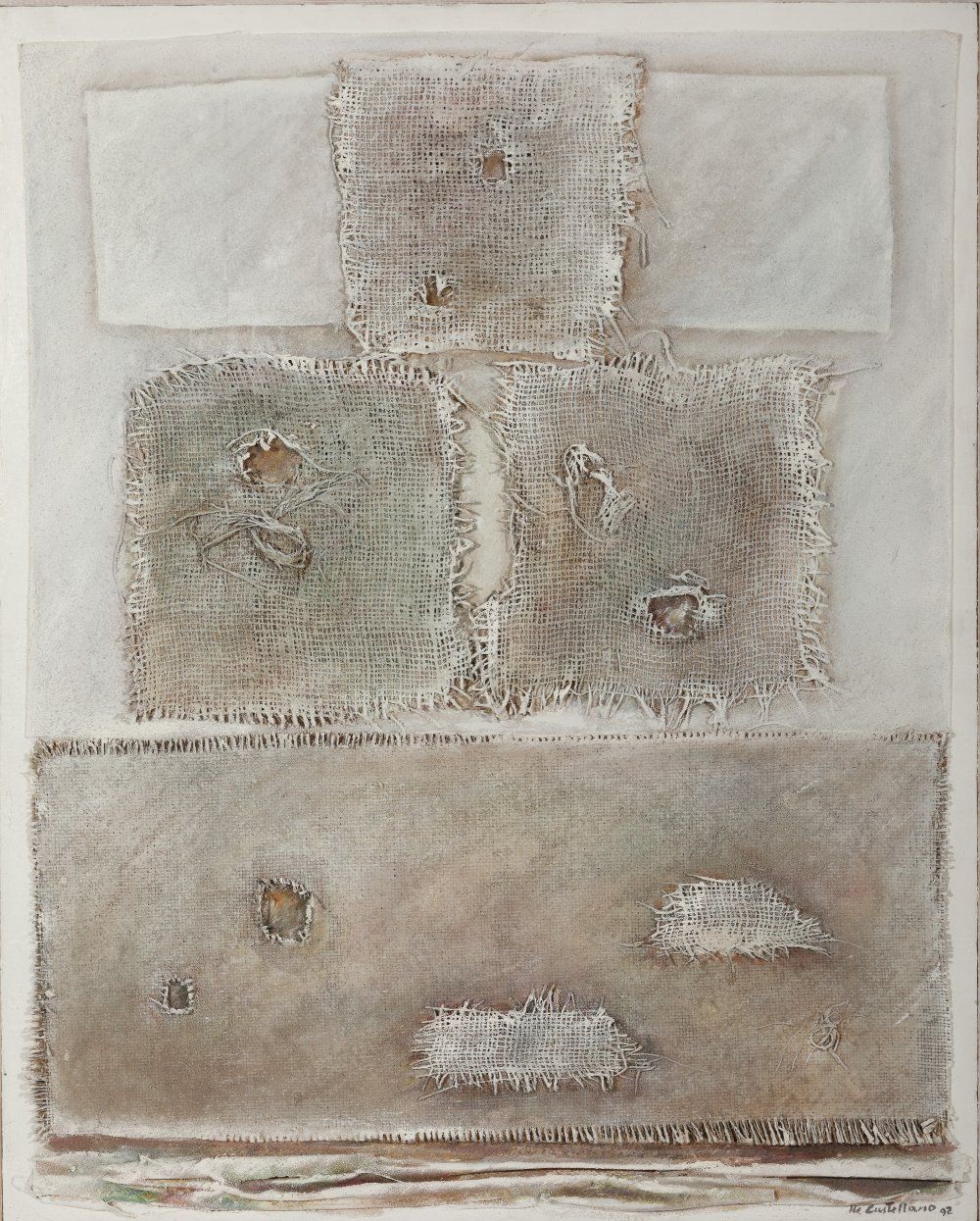 Null VICENTE CASTELLANO GINER (Valencia, 1927).
"Komposition", 1992.
Öl auf Sack&hellip;