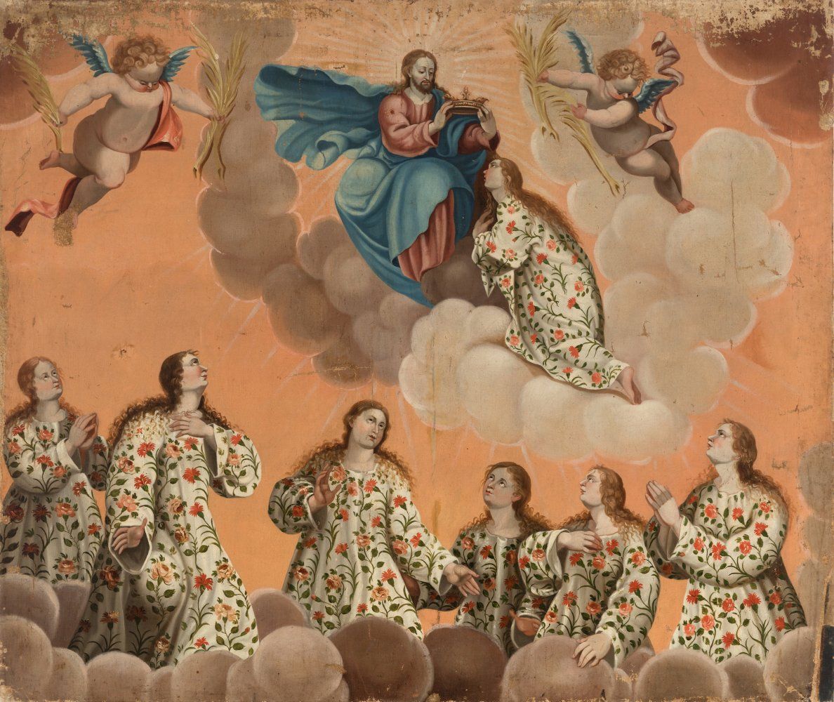 Null École de Cuzco ; XVIIIe siècle.
"Glorification des saints".
Huile sur toile&hellip;