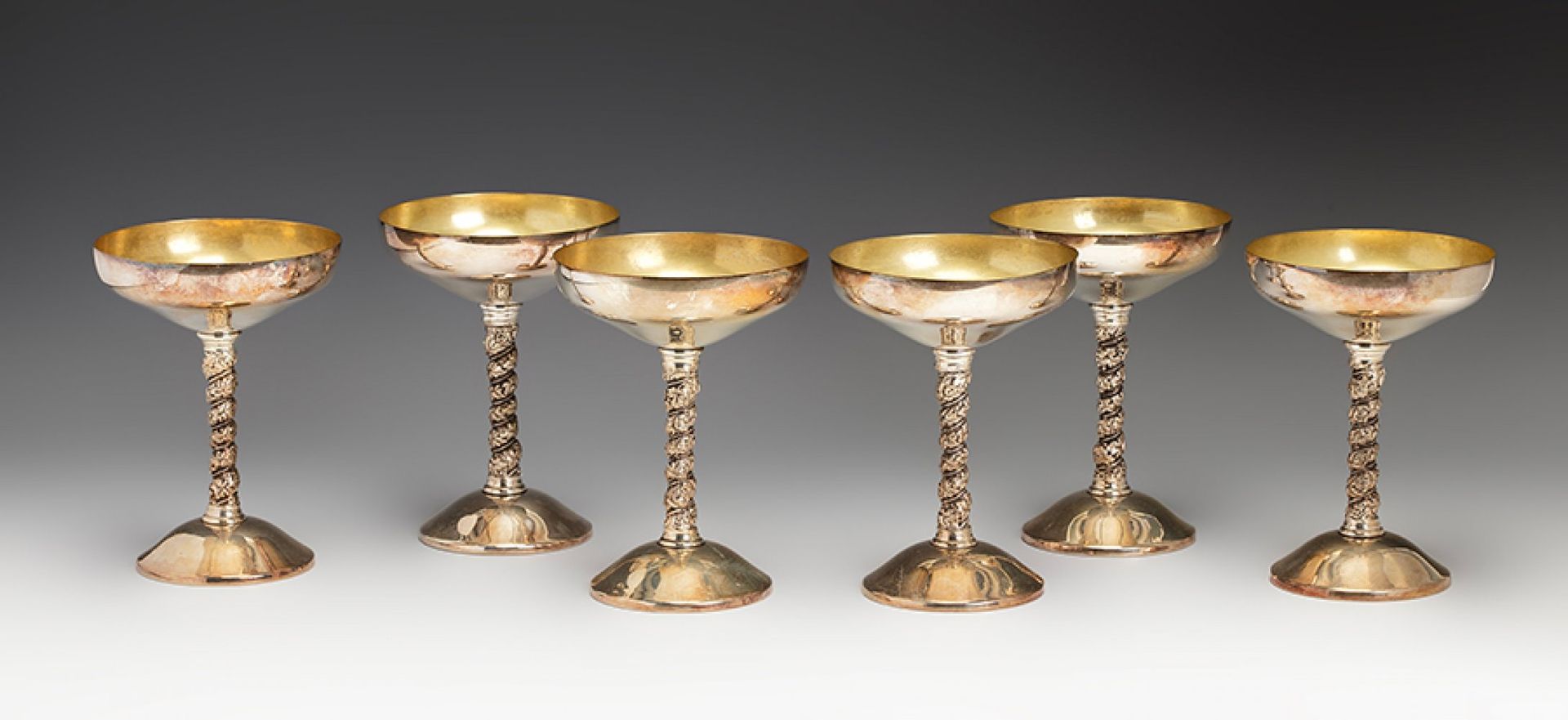 Null Set of six VIMO goblets, Spain, 20th century.
Metal.
With stamp.
Measuremen&hellip;