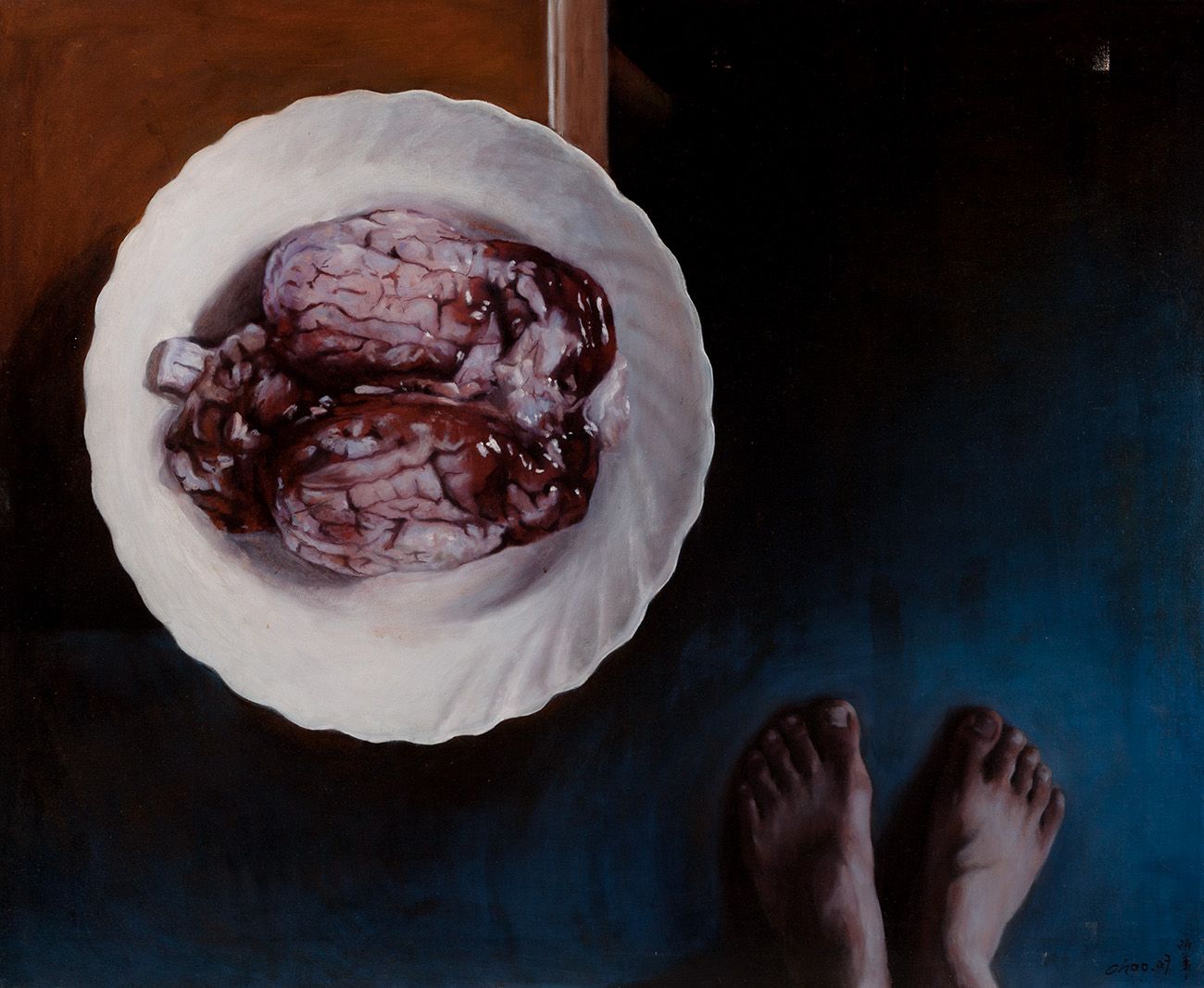 Null 黄秋成（台湾，1977年）
"大脑"，2007年。
布面油画。
在右下角有签名和日期。
测量：81 x 100厘米。
黄超成是一位具象艺术家，他的技术&hellip;