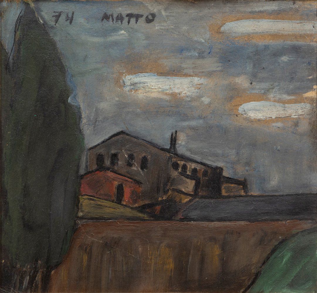 Null FRANCISCO MATTO（蒙得维的亚，1911-1995）。
"罗马的圣布埃纳文图拉修道院"，1974年。
纸板上的油画。
在左上方空白处有签名&hellip;