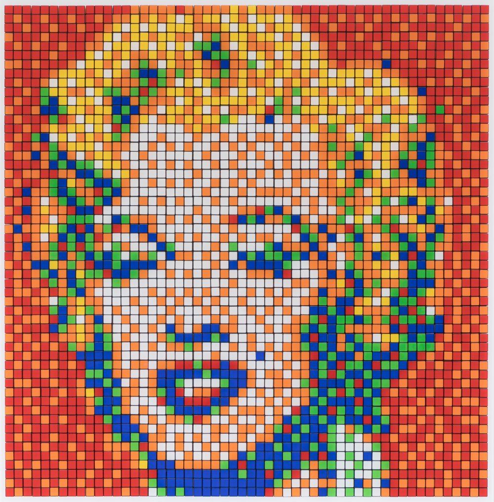 Null INVADER (Paris, 1969).
"Rubik schoss rote Marilyn", 2023.
Diasec auf Glicée&hellip;