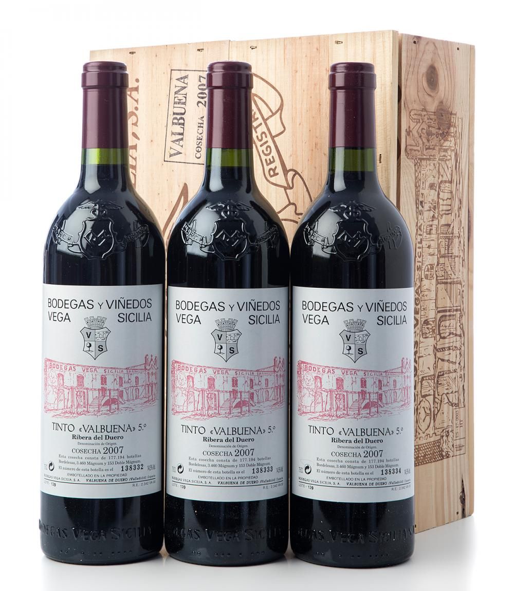 Null Three bottles of Vega Sicilia Valbuena 5º year, 2007.

Category: Red wine. &hellip;