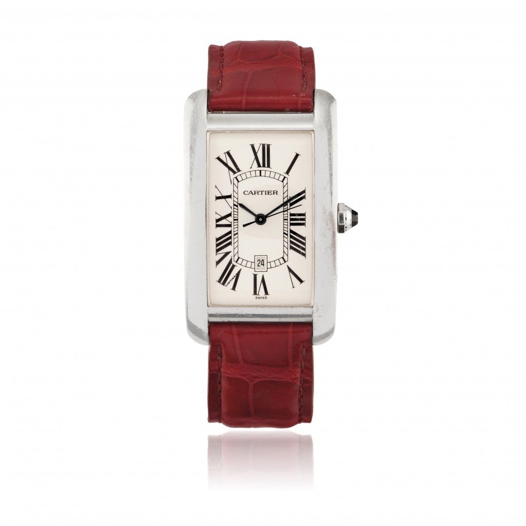 Null CARTIER TANK AMÉRICAINE REF. 1741 AUTOMATIC IN WHITE GOLD, 90S Case: signed&hellip;