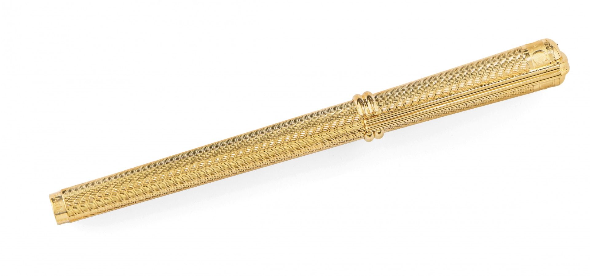 Null CHRISTIAN DIOR LES STYLO Gilded fountain pen, engine turned decoration, 18K&hellip;