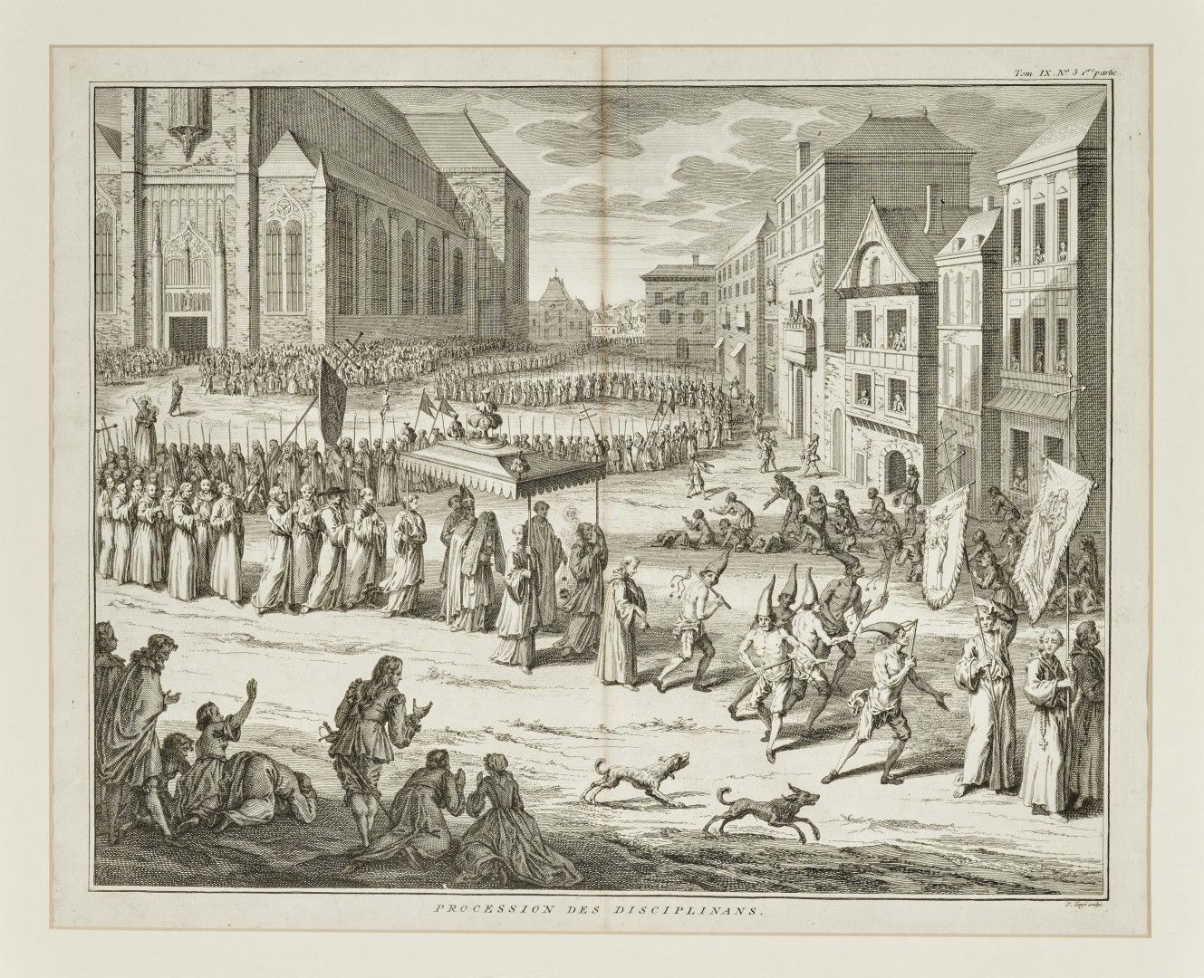 Null 一对18世纪的版画，描绘的是 "纪律人的游行 "和 "旗帜人的游行"，这两幅画都是根据伯纳德-皮卡特关于世界各民族宗教仪式的著名作品蚀刻而成。35 x&hellip;