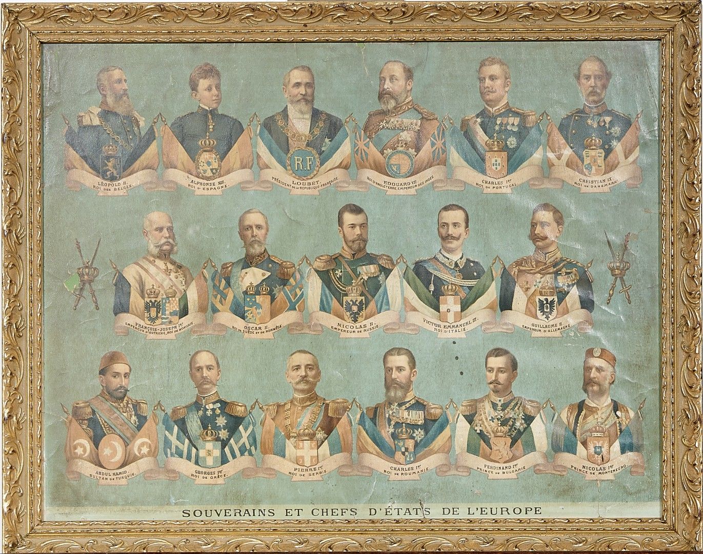 Null 两组19-XX世纪的印刷品 一组描绘意大利皇室及其家人的版画，包括一幅1922年在美国印刷的石版画，上面写着 "Avanti Savoia, Viva&hellip;