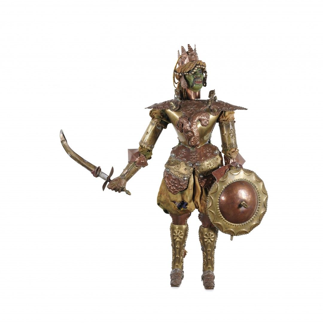 Null The Paladin 18th-19th Century Polychrome wood, copper, brass, iron, fabric &hellip;