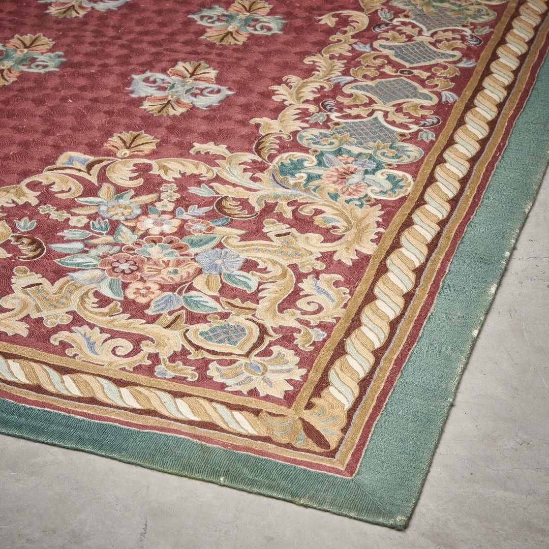 Null Carpet 20th Century Geometrical patterns on dark red ground. 


Minor stain&hellip;